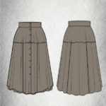 LOUISE circle skirt sewing pattern: technical pattern illustration identifying the shape and construction of the finished garment.