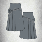 illustration of the back and the front of a flared skirt sewing pattern