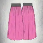 PAPILLONE box-pleat skirt sewing pattern product illustration showing a clean elastic-waist midi shape and deep side box pleats that create a pocket-like silhouette.