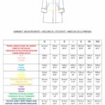 BRISE oversized coat sewing pattern size and measurement chart for checking the long coat proportions before cutting the fabric.