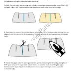 BOHEME skirt sewing pattern instruction sheet, with diagrams for joining fabric panels, assembling seams and finishing the layered skirt sections.