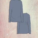 Illustration of a long sleeve top pattern named TWYS. The design showcases two variations of the top, both featuring a bias-cut for a flattering drape. The tops have a simple yet elegant silhouette with clean lines, emphasizing versatility and comfort. Perfect for showcasing a modern sewing project.