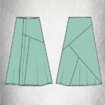 CHANTELLE patchwork midi skirt PDF sewing pattern cover, illustrating the flared multi-panel skirt and its asymmetric lines.
