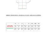 CALYS top sewing pattern size guide showing a simple loose short-sleeved blouse illustration above a measurement grid for the PDF pattern.