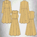 JANE women’s midi dress PDF sewing pattern, featuring illustration of the JANE panelled midi dress design.