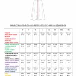 VALENCE women’s dress PDF sewing pattern — size and measurement chart for choosing the sewing pattern size.