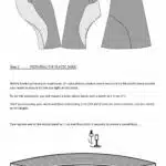 GIULIA sewing pattern: gIULIA skirt sewing pattern tutorial illustration showing curved fabric sections, stitching diagrams and construction of the elastic waistband.