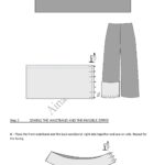 Diagramme sur les instructions de couture. La partie supérieure montre la ceinture avant et arrière. L'image du milieu montre la couture d'un point droit sur le bord du tissu. La partie inférieure montre une pièce de ceinture arquée à coudre. Le texte se lit comme suit : "Étape 2 : Coudre la ceinture et la fermeture éclair invisible pour votre patron de couture pantalon femme.