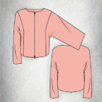 Women’s THAIS short jacket sewing pattern PDF, combining comfortable Japanese sleeves with a modern visible zip fastening.