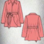 illustrations of the front and the back of a shirt sewing pattern
