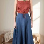 ROMY long skirt PDF sewing pattern for women, a boho-inspired maxi skirt with a fluid silhouette and invisible zipper at the side.