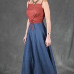 Women’s ROMY long bohemian skirt sewing pattern PDF, featuring a fluid A-line shape and discreet side zip closure.