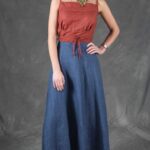 Boho maxi skirt sewing pattern ROMY for women, designed with a long flowing cut and invisible zipper for a clean finish.