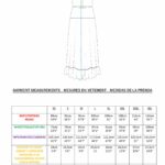LARA women’s maxi dress PDF sewing pattern – size and measurement chart for choosing the sewing pattern size.