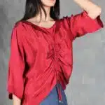 Women’s MAR gathered top sewing pattern PDF, featuring a drawstring channel down the front and soft draping at the neckline.
