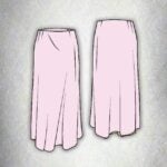 LORENA bias-cut skirt sewing pattern: technical drawings of the long skirt from the front and back.
