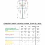 BLIZZARD raincoat PDF sewing pattern size chart with a back technical sketch of the hooded coat and body measurement table.
