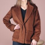 STELLA PDF jacket sewing pattern for women, design presentation of a relaxed-fit jacket with lapels.