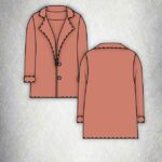 STELLA women’s lapel-collar jacket sewing pattern, presentation image for a relaxed straight-cut jacket in PDF format.