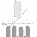 Illustrated sewing instructions for the JANYS asymmetric pencil skirt pattern, with diagrams showing fabric pieces and skirt assembly steps.