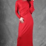ALICIA women’s long dress PDF pattern, combining side ruching, elegant draped fabric and a slim maxi silhouette.