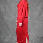 ALICIA fitted maxi dress sewing pattern featuring side draping and a slit for ease of movement.
