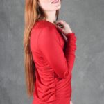 Asymmetric draped dress sewing pattern ALICIA, with side gathers and a long slender shape.
