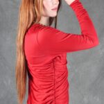 ALICIA long jersey dress sewing pattern with soft draping around a fitted silhouette.
