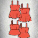 ALBANE sleeveless top PDF sewing pattern for women, featuring slim straps and a feminine peplum silhouette for summer sewing.