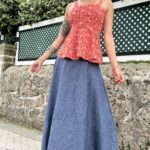 ALBANE women’s peplum top sewing pattern, a sleeveless strappy blouse PDF designed for a light and elegant summer wardrobe.