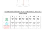 MAYS shorts sewing pattern, body measurement and sizing guide for selecting the right fit before cutting the pleated high-waist shorts.