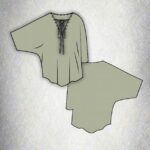 Sew your own relaxed women’s tunic with the SOL PDF pattern, featuring a V neckline and easy Japanese sleeves.