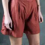 MAYS PDF sewing pattern for high-waisted women’s shorts, combining a pleated front and belt loops with a comfortable, polished silhouette.