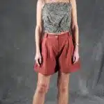 High-waist pleated shorts pattern for women, MAYS design with cuffed hems and belt loops for sewing versatile everyday summer shorts.