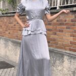 CLAUDIE sewing pattern for an elegant tiered maxi dress, with a softly shaped bodice and optional lower ruffle.