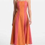 DOMITIA panel dress sewing pattern: the long vertical panels shape the bodice and widen toward the hem. The pattern includes optional straps.