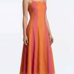 Handmade DOMITIA fit-and-flare midi dress: the dress has an elegant streamlined bodice and flowing lower silhouette. The skirt falls softly away from the waist.