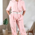 EMMA women’s collared jumpsuit sewing pattern with short sleeves – pattern cover image from the PDF sewing pattern collection.