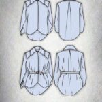 GALATEE women’s collared shirt sewing pattern overview, featuring a relaxed floral blouse with split sleeves, back box pleat and shaped hem.