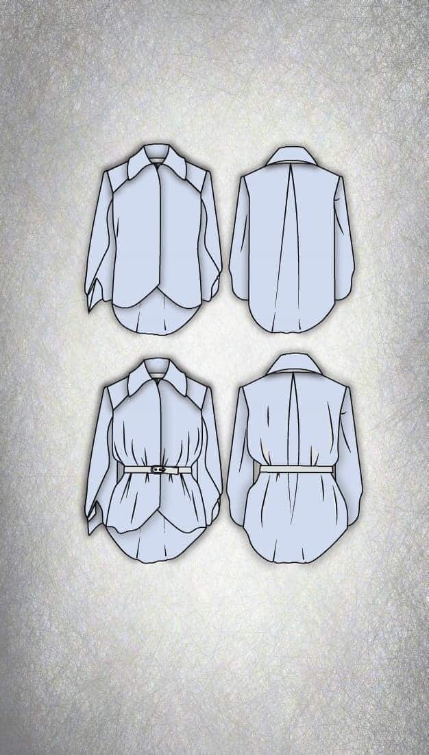 collared shirt sewing pattern - Galatée