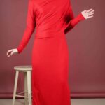 ALICIA fitted draped dress PDF sewing pattern for women, a flowing long design with side gathers and elegant asymmetry.