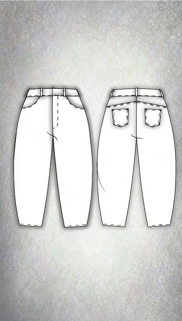 Barrel Leg Pants Sewing Pattern - Balloon - 20