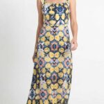 Women’s LARA long dress PDF pattern – photograph of the sewn garment for dressmaking inspiration.