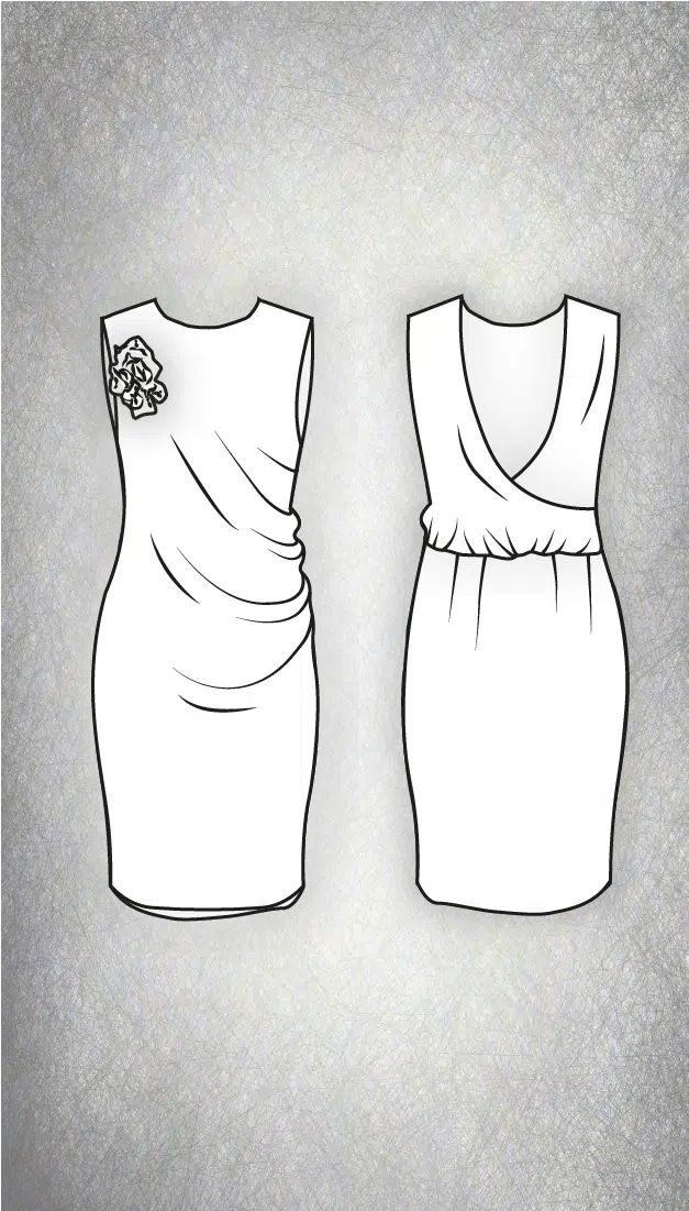 Pleated sheath dress sewing pattern - Naia - 08