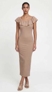 Ruffle Neckline Midi Dress Sewing Pattern era