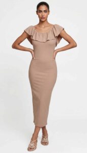 Ruffle Neckline Midi Dress Sewing Pattern era