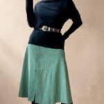 Handmade CHANTELLE flared skirt, from a women’s PDF sewing pattern: the curved arrangement of pieces adds interest to the flared shape. The panel construction is central to the garment.