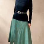 Handmade CHANTELLE flared skirt, from a women’s PDF sewing pattern: the defined upper section balances the generous volume below. with a design suited to mixing colours and textures.