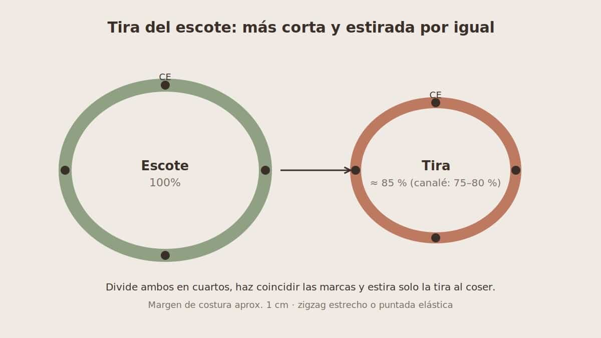 Cómo coser una tira de escote en un top de punto haciendo coincidir las marcas