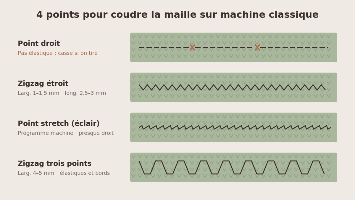 Meilleurs points pour coudre un tissu extensible avec une machine à coudre classique